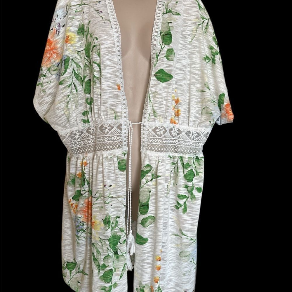 EST 1946 18/20W Vibrant Floral Kimono Cardigan swimsuit cover